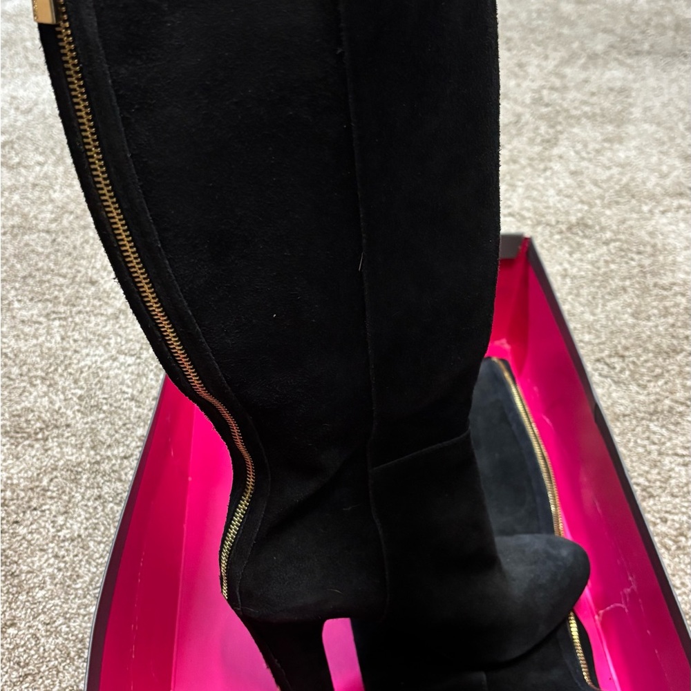Badgeley Mishka gold zipper knee boots